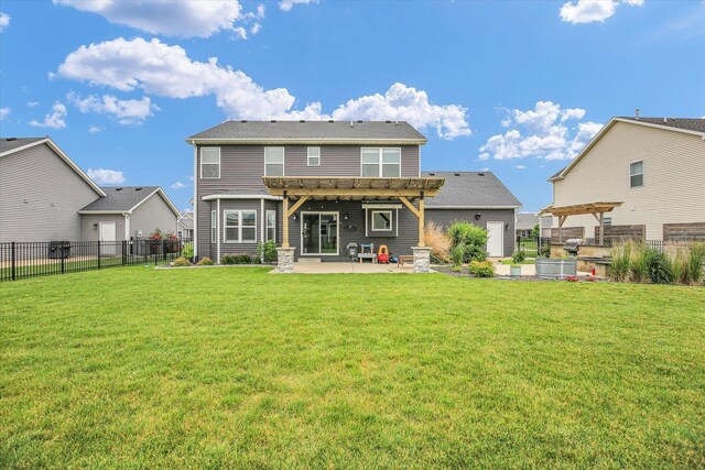 1407 Winterberry Rd, Savoy, IL 61874 - rear view of house with a pergola, a patio area, and a fenced backyard