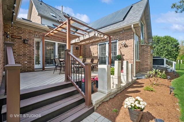 3118 Oliver Ln, Northbrook, IL 60062 - wooden deck with a pergola and outdoor dining area