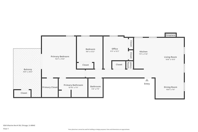 636 N Racine Ave Unit 2N, Chicago, IL 60642 - room layout