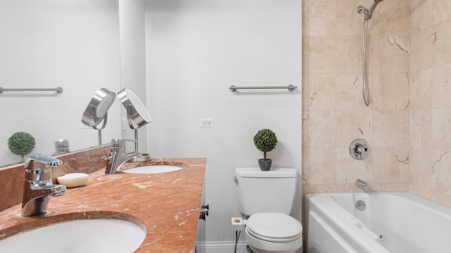 636 N Racine Ave Unit 2N, Chicago, IL 60642 - full bathroom with toilet, double vanity, and tub / shower combination