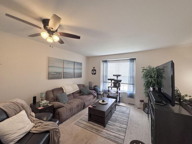 756 Lambert Ln, Bartlett, IL 60103 - living area featuring light colored carpet and ceiling fan