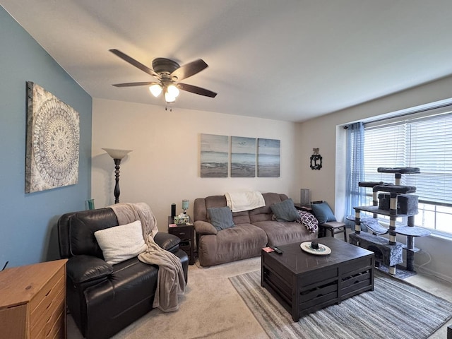 756 Lambert Ln, Bartlett, IL 60103 - living room with light colored carpet and ceiling fan