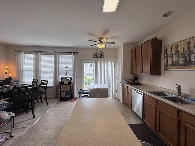 756 Lambert Ln, Bartlett, IL 60103 - kitchen featuring dishwasher, a sink, healthy amount of natural light, and a ceiling fan
