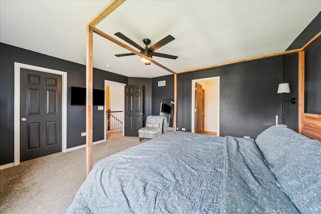 26143 S White Oak Trl, Channahon, IL 60410 - bedroom with carpet, baseboards, and a ceiling fan
