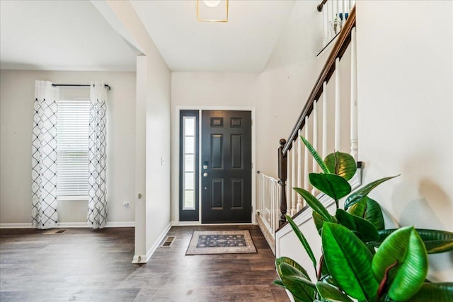26143 S White Oak Trl, Channahon, IL 60410 - entrance foyer featuring wood finished floors, stairs, and baseboards