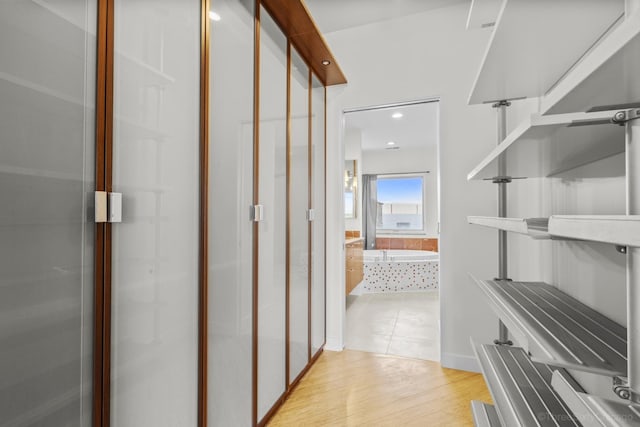 1322 N Clybourn Ave Unit 4S, Chicago, IL 60610 - hallway featuring light wood-style flooring, recessed lighting, and baseboards