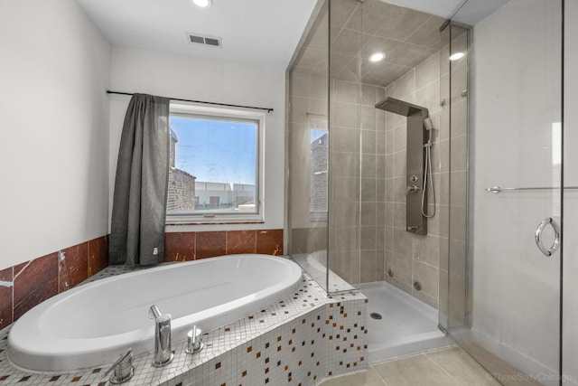 1322 N Clybourn Ave Unit 4S, Chicago, IL 60610 - full bathroom featuring a shower stall, a garden tub, recessed lighting, and tile patterned floors
