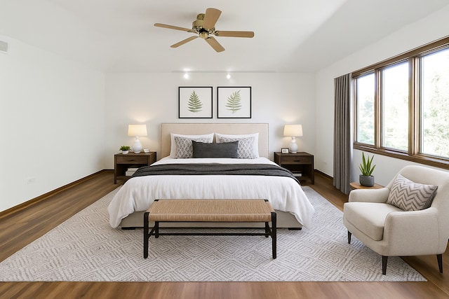 26 Marina Dr, Des Plaines, IL 60016 - bedroom with wood finished floors, baseboards, and a ceiling fan