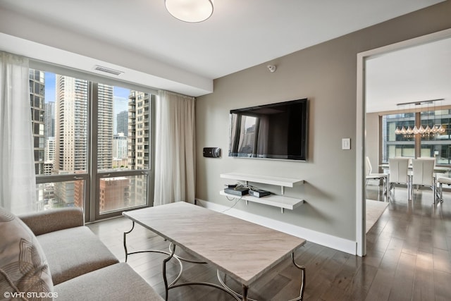 2 E Erie St Unit 1605, Chicago, IL 60611 - living room with wood finished floors and baseboards