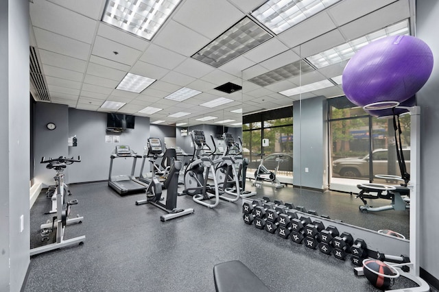 1529 S State St Unit 13G, Chicago, IL 60605 - workout area with a drop ceiling and baseboards