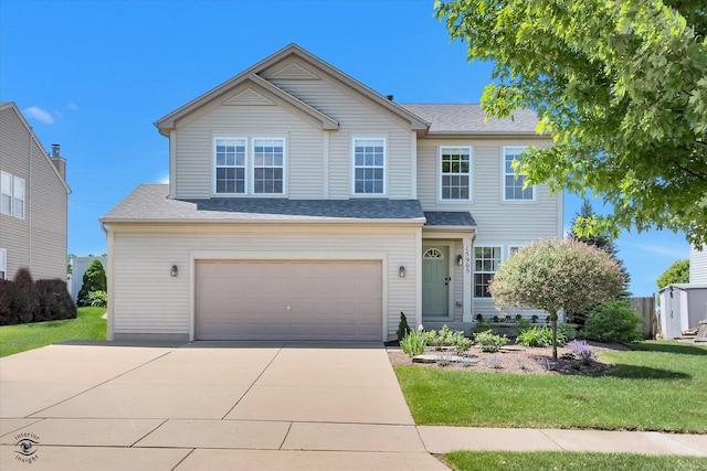 15905 Rolland Dr, Manhattan, IL 60442 - view of front of home with a garage, a front yard, driveway, and a shingled roof