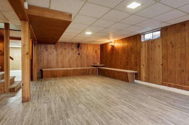 1322 Empire Ct, Freeport, IL 61032 - below grade area featuring wood finished floors, stairway, and wooden walls