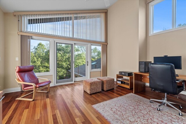15629 W 139th St, Homer Glen, IL 60491 - home office with wood finished floors, a towering ceiling, and baseboards