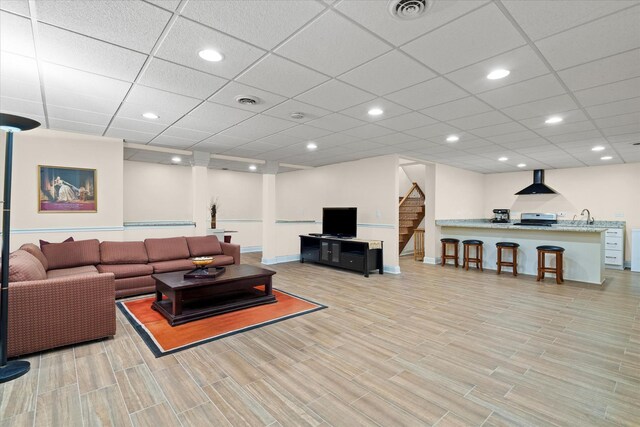 15629 W 139th St, Homer Glen, IL 60491 - living area featuring light wood-style flooring, stairs, recessed lighting, and baseboards