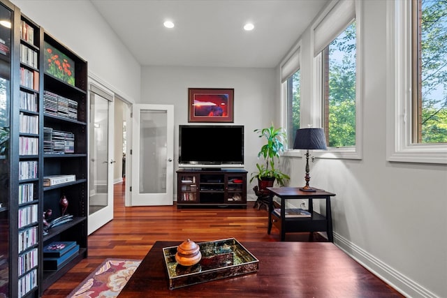 15629 W 139th St, Homer Glen, IL 60491 - living area with wood finished floors, recessed lighting, baseboards, and french doors