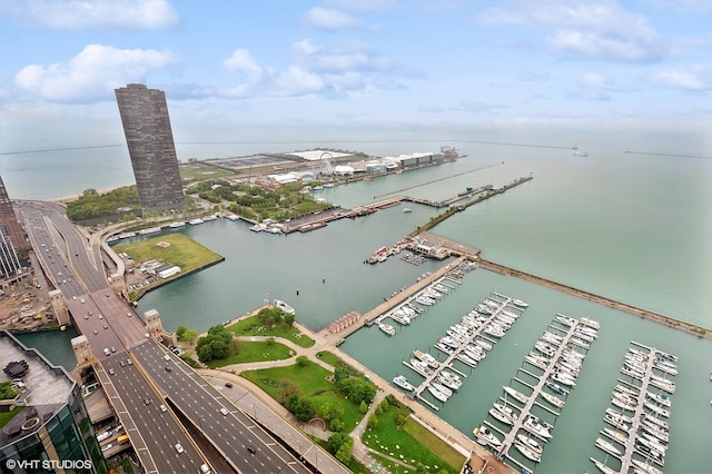 195 N Harbor Dr Unit 801-809, Chicago, IL 60601 - drone / aerial view of a nearby body of water and numerous boat docks