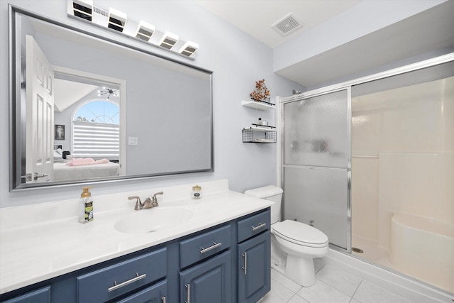 8771 Waterfront Dr Unit 3A, Palos Hills, IL 60465 - full bathroom with ensuite bathroom, a shower stall, vanity, toilet, and tile patterned floors