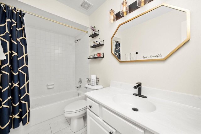 8771 Waterfront Dr Unit 3A, Palos Hills, IL 60465 - full bath featuring vanity, shower / bath combination with curtain, toilet, and tile patterned flooring