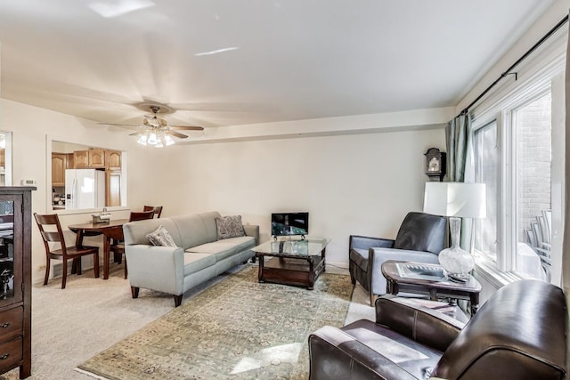 311 S Vine Ave Unit C, Park Ridge, IL 60068 - living room with ceiling fan and light carpet