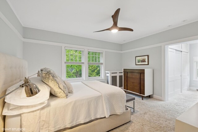 310 Fairview Ave, Winnetka, IL 60093 - bedroom with carpet floors, a ceiling fan, and baseboards