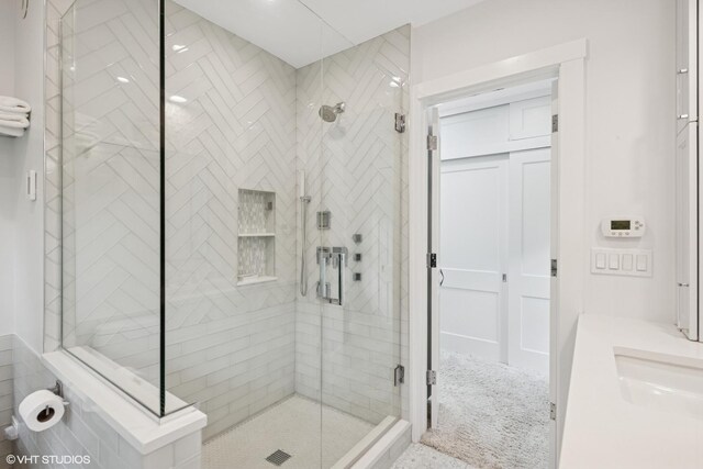 310 Fairview Ave, Winnetka, IL 60093 - bathroom featuring a stall shower and vanity