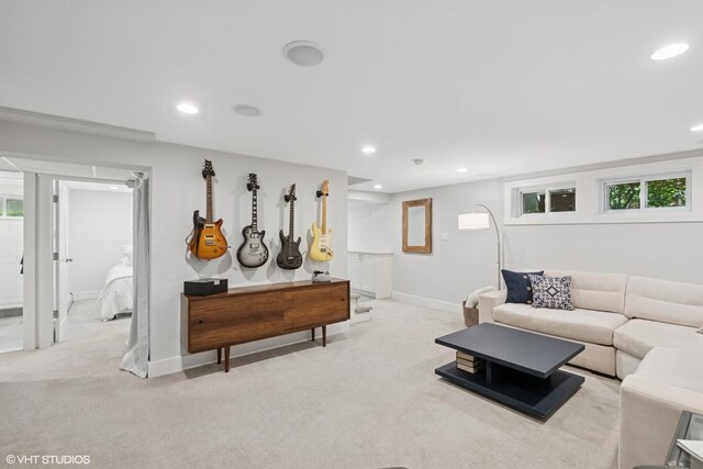 310 Fairview Ave, Winnetka, IL 60093 - living area featuring light colored carpet, recessed lighting, and baseboards