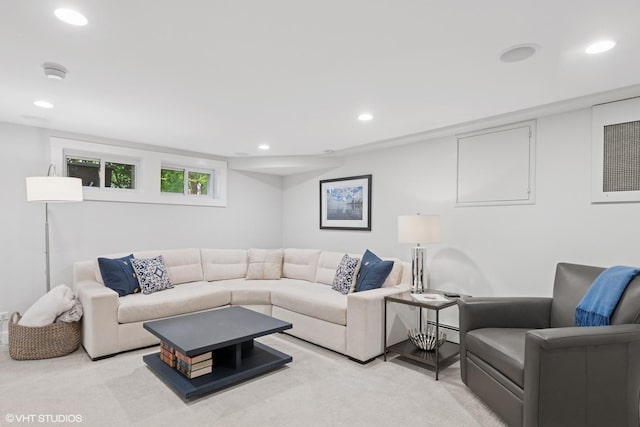310 Fairview Ave, Winnetka, IL 60093 - living area with light colored carpet, recessed lighting, and a baseboard heating unit