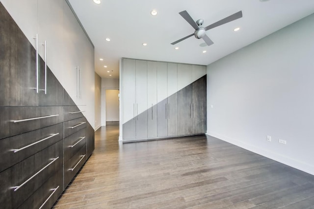 110 W Superior St Unit 1703, Chicago, IL 60654 - unfurnished living room featuring wood finished floors, ceiling fan, recessed lighting, and baseboards