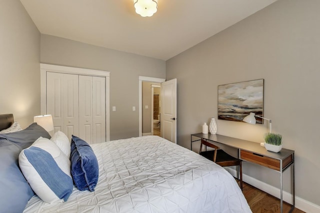 3706 W Wrightwood Ave Unit 3A, Chicago, IL 60647 - bedroom with wood finished floors, a closet, and baseboards
