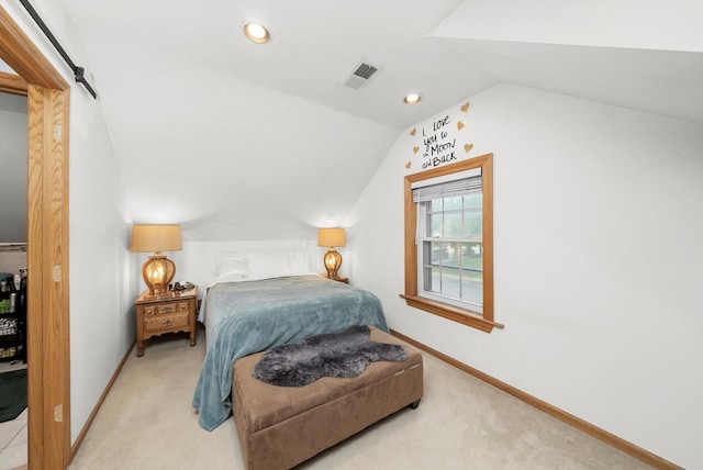 5106 W 64th St, Chicago, IL 60638 - carpeted bedroom featuring vaulted ceiling, baseboards, and recessed lighting