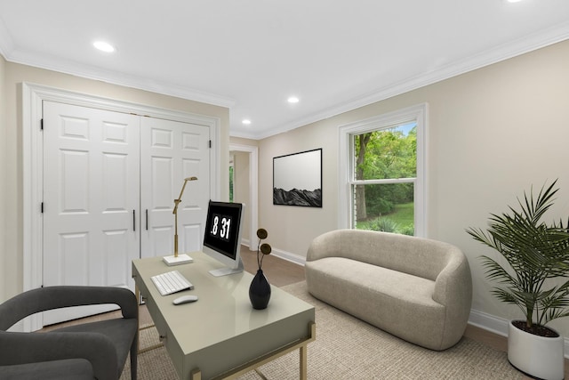 420 N E Gateway Dr, Tower Lakes, IL 60010 - office featuring baseboards, recessed lighting, and crown molding
