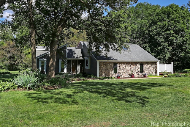 1504 N Denali Trl, Mchenry, IL 60050 - mid-century inspired home featuring stone siding and a front yard