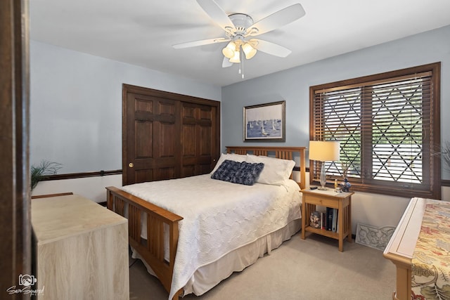 3302 Kingswood Ct, Joliet, IL 60431 - bedroom with a closet, a ceiling fan, and light carpet