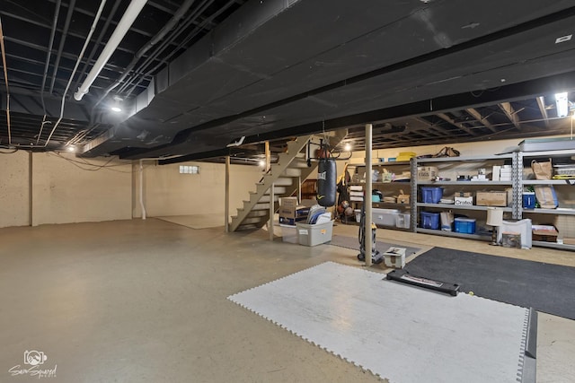 3302 Kingswood Ct, Joliet, IL 60431 - unfinished below grade area with stairway and water heater
