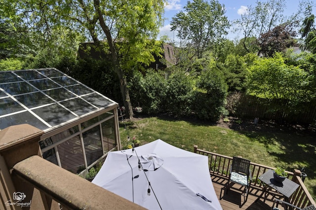 3302 Kingswood Ct, Joliet, IL 60431 - view of yard with a greenhouse and a wooden deck