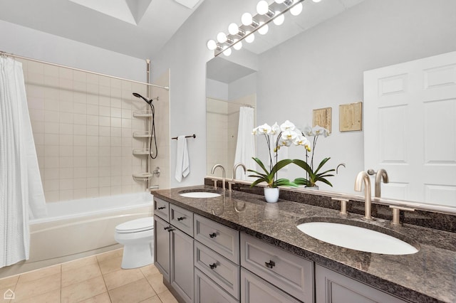 1301 W Washington Blvd Unit 305, Chicago, IL 60607 - full bath with double vanity, shower / bath combo, and tile patterned floors