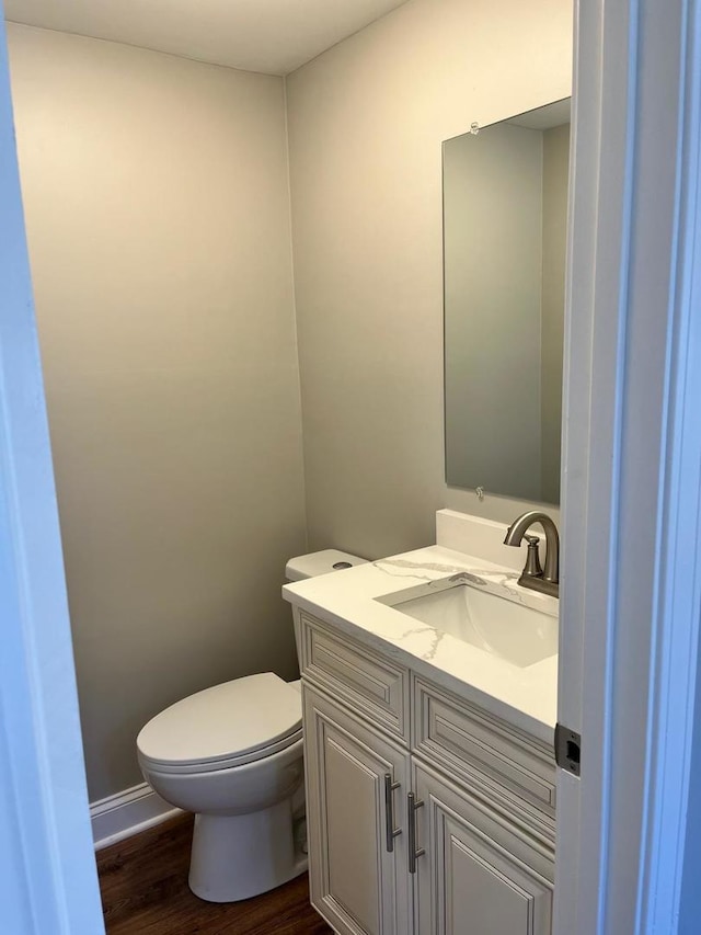 407 N William St, Joliet, IL 60435 - bathroom with vanity, toilet, and wood finished floors