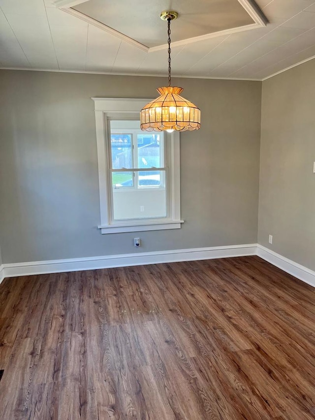 407 N William St, Joliet, IL 60435 - unfurnished room with baseboards, wood finished floors, and crown molding