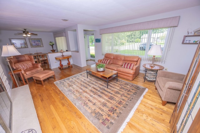 405 Farmington Ave, Joliet, IL 60435 - living area featuring plenty of natural light, wood finished floors, and a ceiling fan