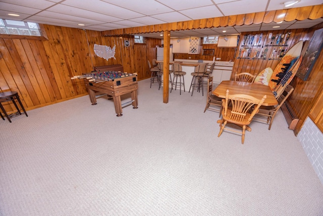 405 Farmington Ave, Joliet, IL 60435 - recreation room with wooden walls, bar, and carpet floors