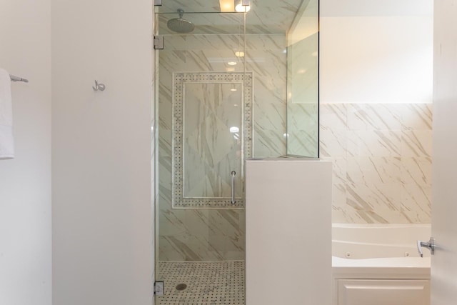 2823 N Oakley Ave Unit K, Chicago, IL 60618 - bathroom with a marble finish shower and a tub with jets