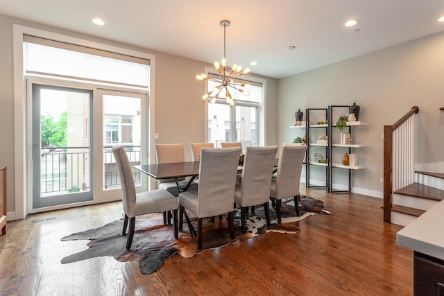 2823 N Oakley Ave Unit K, Chicago, IL 60618 - dining room with wood finished floors, a chandelier, recessed lighting, and baseboards