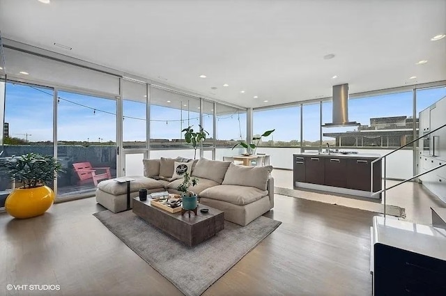 2157 W Division St Unit 401, Chicago, IL 60622 - living room with floor to ceiling windows and wood finished floors