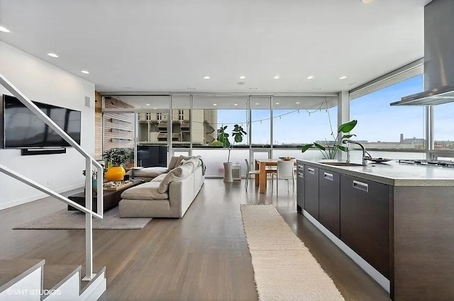 2157 W Division St Unit 401, Chicago, IL 60622 - living area featuring wood finished floors and a wall of windows