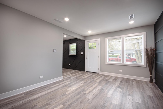 34 W 142nd St, Harvey, IL 60426 - foyer entrance with light wood-style floors, baseboards, and recessed lighting