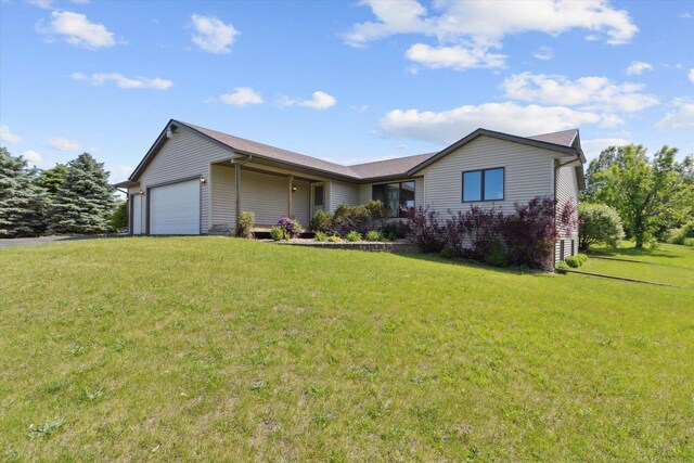 5057 Kasch Rd, Pecatonica, IL 61063 - ranch-style house with a garage and a front lawn
