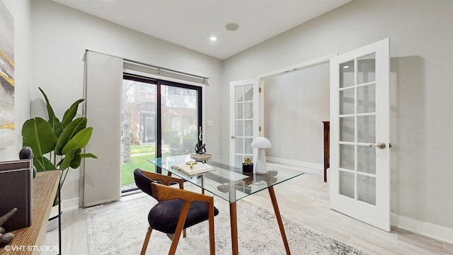 2330 W Armitage Ave Unit B, Chicago, IL 60647 - office space with french doors, baseboards, light wood-style floors, and recessed lighting