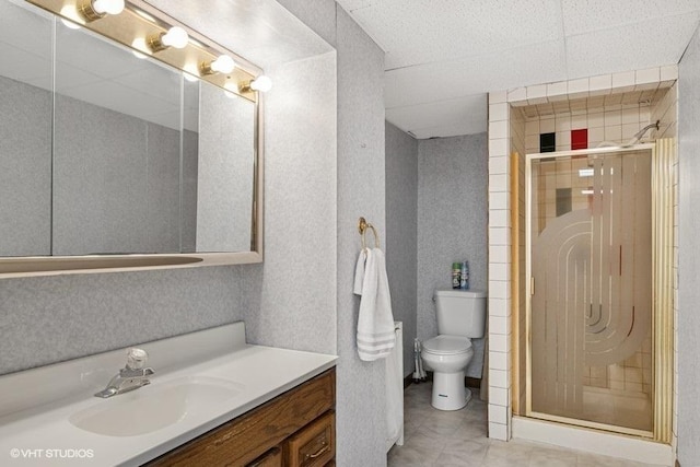 1302 Moraine Dr, Woodstock, IL 60098 - full bath with a stall shower, vanity, and toilet
