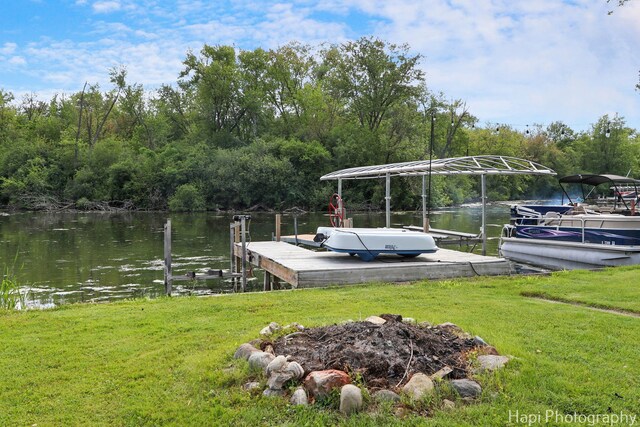 24991 W Forest Dr, Lake Villa, IL 60046 - dock area with a lawn and a water view