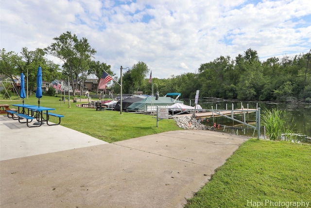 24991 W Forest Dr, Lake Villa, IL 60046 - view of property's community featuring a lawn and a dock